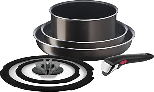 New Tefal L16690 Tifal Handle Removable Pot Frying Pan Set 6-Piece Set !