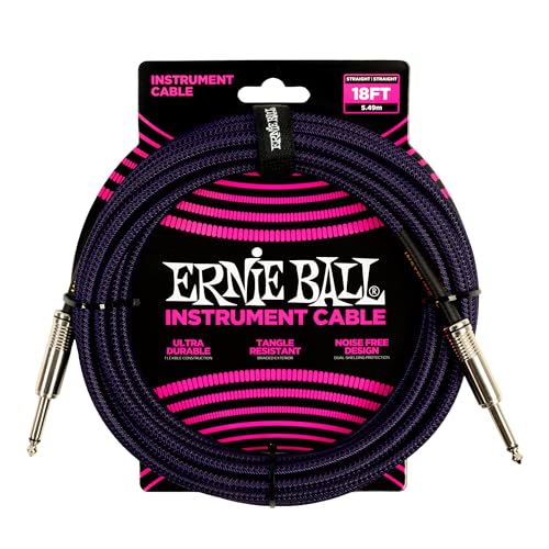 New Ernie Ball Braided Instrument Cable Straight Straight 18ft Purple !