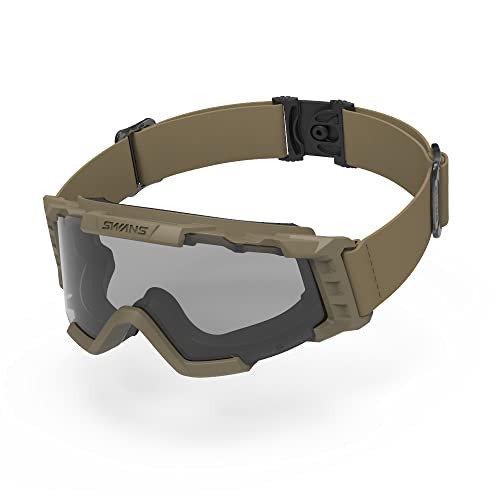 New [Swans] [LayLax] Anti-fog tactical goggles [tan frame light smoke le !