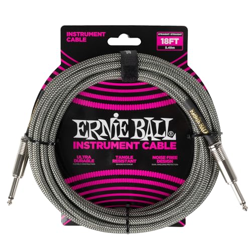 New Ernie Ball Instrument Cable  1/4 Straight  Silver Fox  18ft (P06433) !
