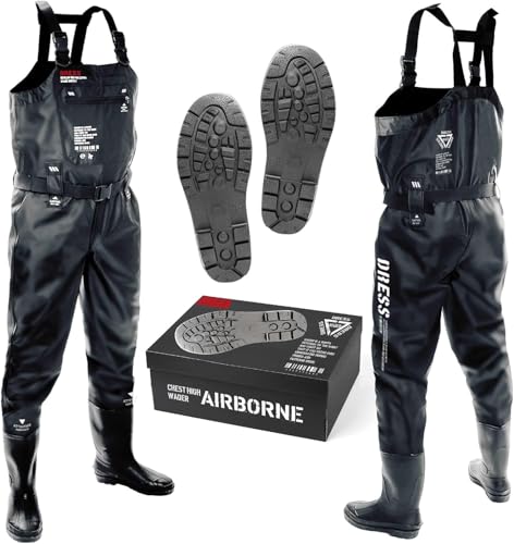 New [DRESS] Waders Chest High Waders Radial Sole AIRBORNE XXL [Height] 1 !