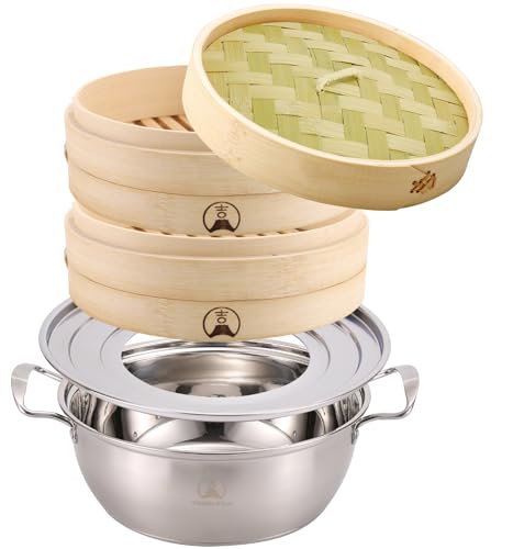 New [Yoshifuji Kogei] 21cm bamboo steamer 2-tier with induction-compatib !