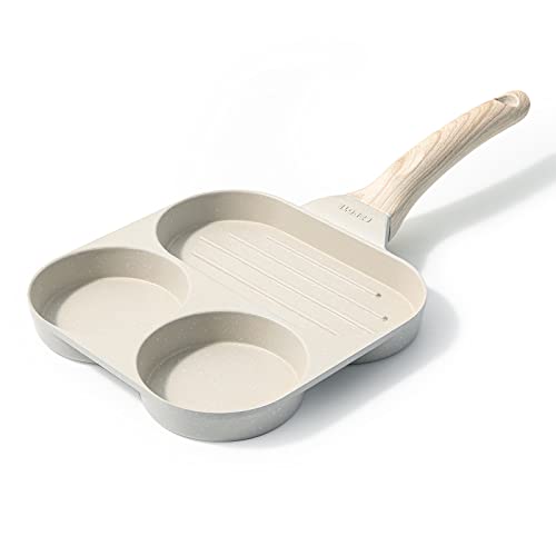 New CAROTE fried egg pan partitioned pan 3-in-1 2-hole round frying pan  !