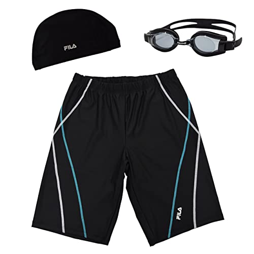 New Fila Men's Fitness Swimwear Swim Cap Swans Swim Goggles 3-Piece Set  !