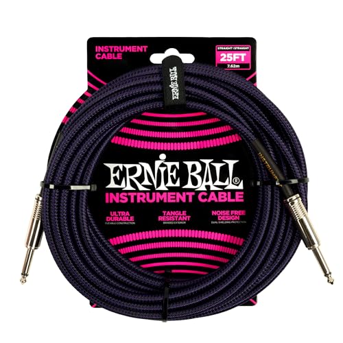 New Ernie Ball Braided Instrument Cable  Straight Straight  25ft  Purple !