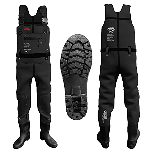 New [DRESS] Chloroprene waders + long boots 2XL radial sole fishing wadi !