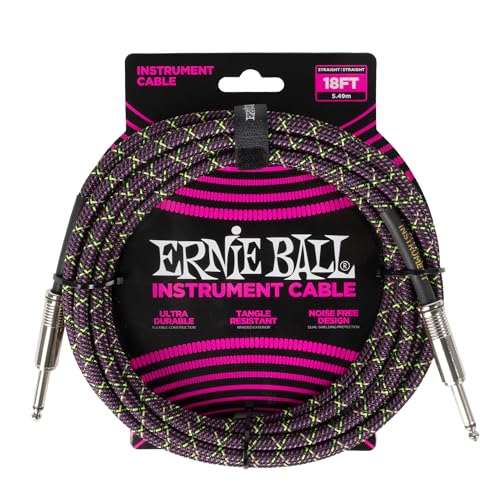 New Ernie Ball Instrument Cable  1/4 Straight  Purple Python  18ft (P064 !